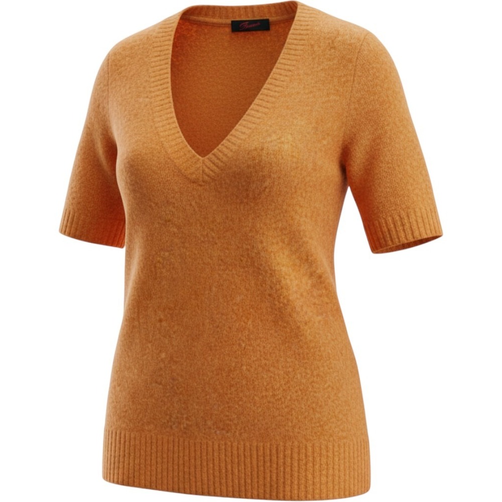 Torrid Orange V-Neck Short Sleeve Sweater Marl Knit Cotton Blend Size 2